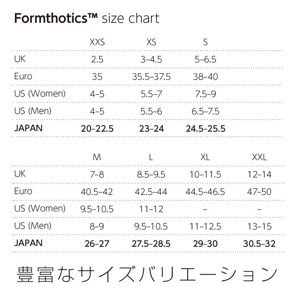 Size | フォームソティックス | Formthotics™